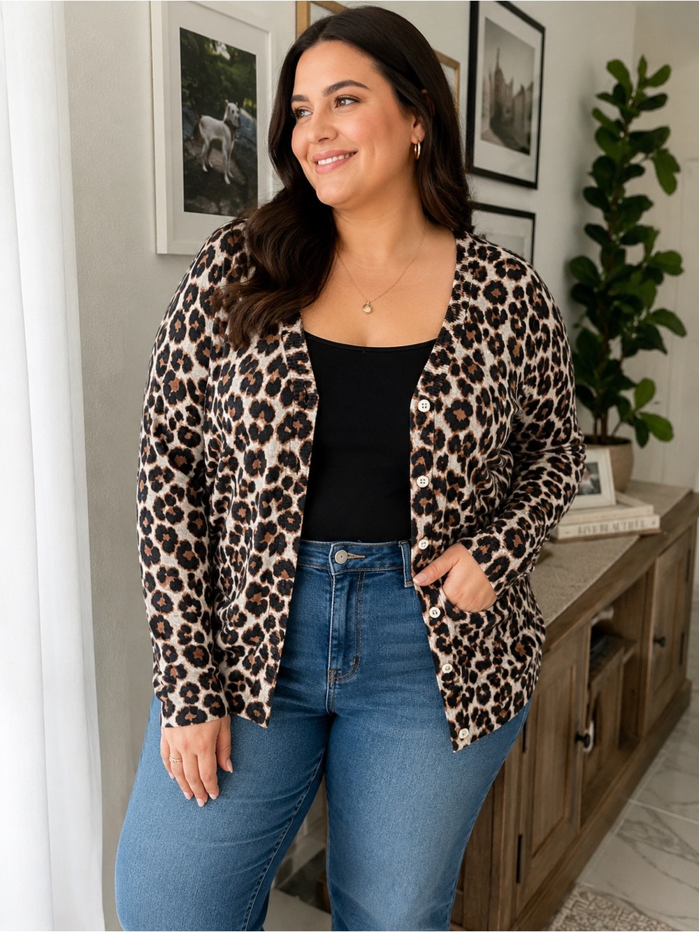 Old Navy Leopard Print Button Cardigan Sweater | XXL
